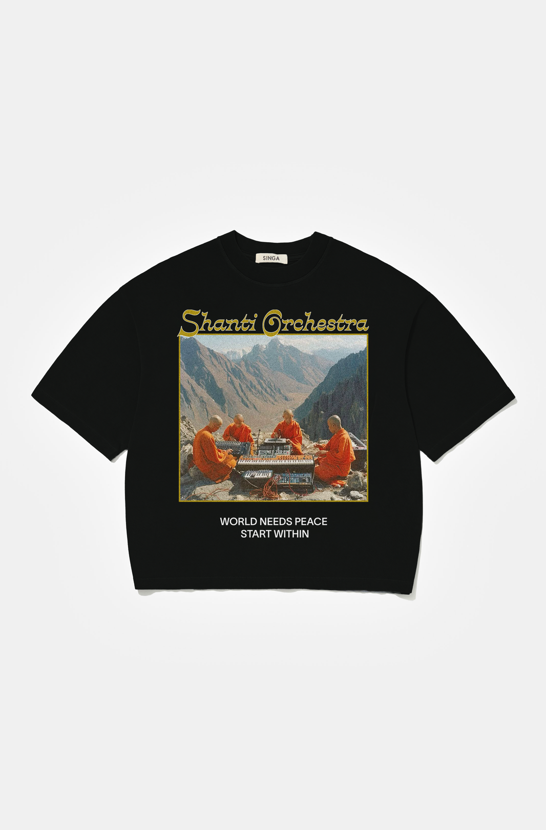 Camiseta Boxy Over Shanti Orchestra Preto