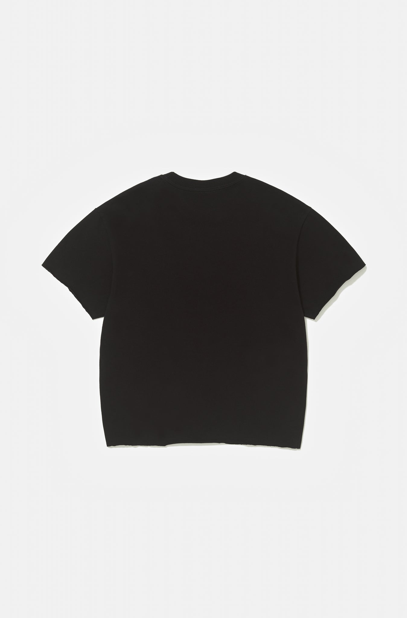 Camiseta Boxy Regular Preta Corte a Fio